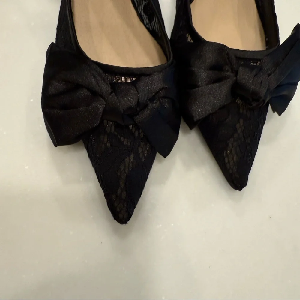 Jack Rogers Debra Kitten Heels Sling Back Floral Lace Satin Bow Sz 9M New In Box